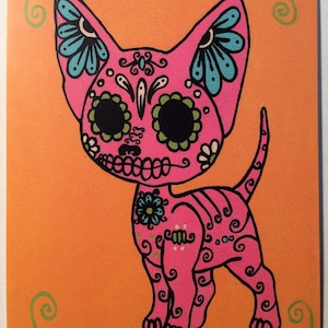 Cartolina/stampa artistica Chihuahua del Giorno dei Morti spedizione gratuita