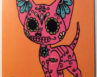 Day of the Dead Chihuahua Postcard / Art Print free shipping