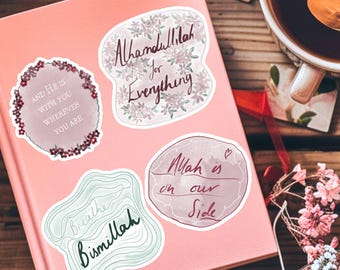 Islamic stickers, Dhikr stickers, Islamic reminders, Muslim laptop/ notebook/ journal stickers, Hijabi stickers