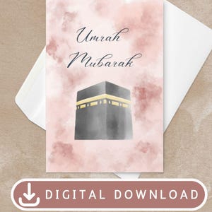 Printable Umrah Greeting Card, Islamic Card, Digital download, Umrah Mubarak, Muslim gifts invite