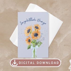 Carte de voeux islamique imprimable, JazakAllah Khayr, téléchargement numérique, carte de remerciement, invitation à des cadeaux musulmans