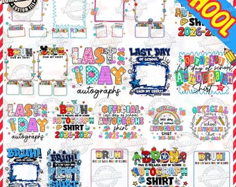 25+ Bundle Last Day Autogramme 2026 Png, offizielles Autogramm Png, letzter Schultag Png, Bruh Wir raus Png, Senior 2026 Png, Sublimationsdatei