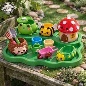 Ensemble de jeu Jardin animalier 3MF (fichiers STL imprimables en 3D), arrosoir et champignonnière (fichiers 3D imprimables en 3D), ensemble de jardinage printanier (fichiers STL 3MF), téléchargement 3D