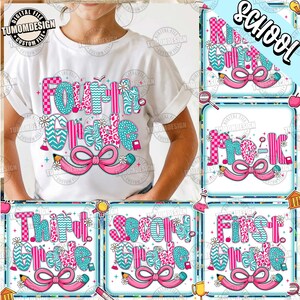 Bundle Coquette School First Day Girly Png, Preppy Back To School PNG, Teacher PNG, Preppy School Png, All Grades Png, Sublimation File
