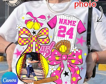 CUSTOM Canva Template Softball Photo Insert Png, Softball Canva Png, Trending Png, Softball Mom Png, Custom Softball Png, Sublimation File