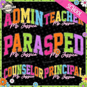 School Occupation PNG Bundle, Preppy First Day of School Bright Neon Girly Png, Back to School Teacher Sped Para Counselor, Sublimation File