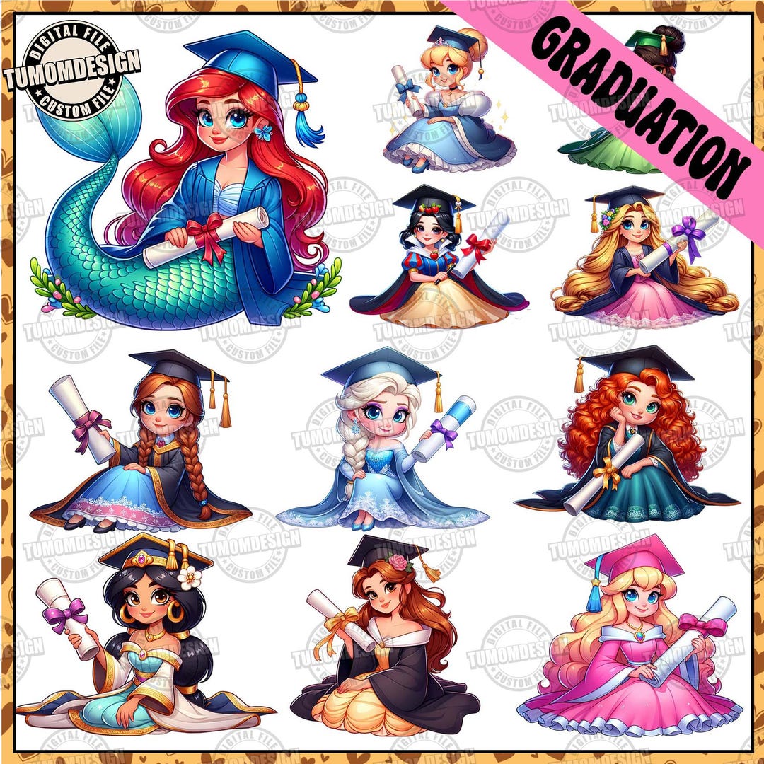 Cartoon First In Class Graduate 10+ Cartoon Princess Graduation 2025 Png Bundle, Cartoon Graduate Png ...