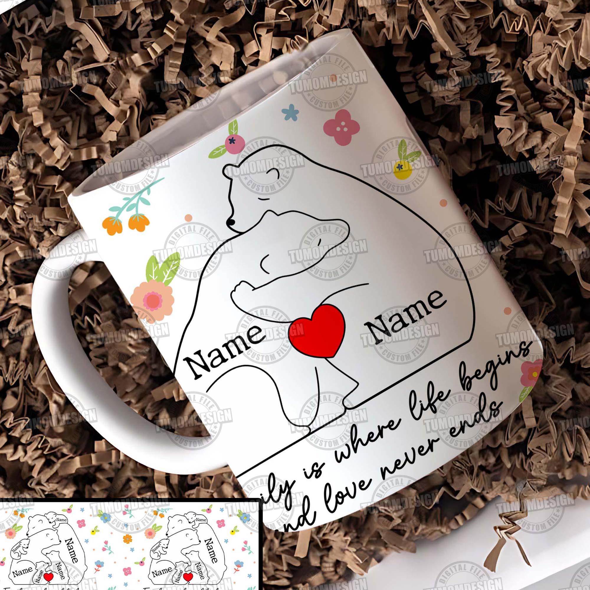 Personnalisé Jusqu'à 7 Enfants Maman Ours Gonflée 3D, Tasse Maman