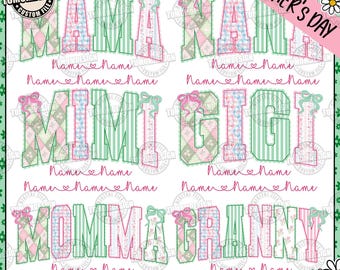 Lace Mama Grandmillennial Bundle PNG, Mimi Gigi Nana Chinoiserie Floral Png, Doodle Png, Cottagecore Varsity zum Muttertag, Sublimationsdatei