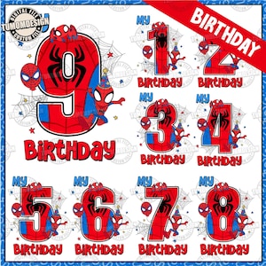 Custom Spider Hero 1-9 Birthday Boy Png, Family Birthday Spider Png, Superhero Birthday Png, Hero Birthday Boy, Spidey Boy, Sublimation File