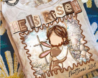 Jesus Png, Kokette Ostern Bogen Png, er ist auferstanden Png, Osterhemd, Jesus Ostern, florales christliches Hemd, Vintage Ostern, Sublimationsdatei