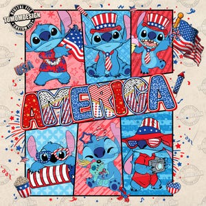 Cartone animato 4 luglio PNG, Blue Monster Retro America PNG, personaggi dei cartoni animati americani, USA PNG, Giorno dell'Indipendenza Patriottica, file di sublimazione