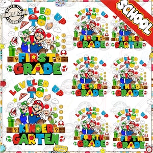 Leveled Up To First Grade Png, First Day School PNG, Teacher School Png, Super Cartoon Png, Back to School, Floral Pencil, Sublimation File