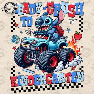 Ready To Crush Kindergarten Png, Blue Alien School Png, Gift For Kid School Png, Cartoon Back To School Png, Bruh We Back, Sublimation File