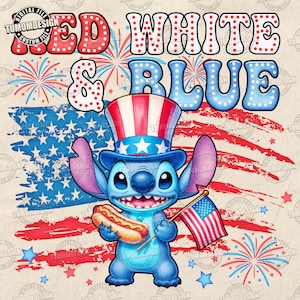 America 1776 Png, Blue Monster Png, Retro Red White Blue Cartoon Character Png, Fourth of July Png, Independence Day Png, Sublimation File