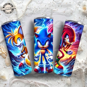 Superheroes Character Trio 20 Oz Tumbler Png, Three Hedgehog Characters Tumbler, Speedster, Hedgehog Png, Hero Video Game,  Sublimation File