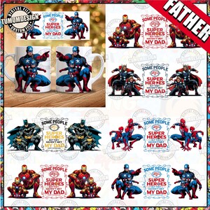 Superhero Dad 11oz Mug Wrap Bundle, Fathers Day Mug Sublimation Design, Best Dad 11oz Mug Template, Super Dad 11oz Mug Png, Sublimation File