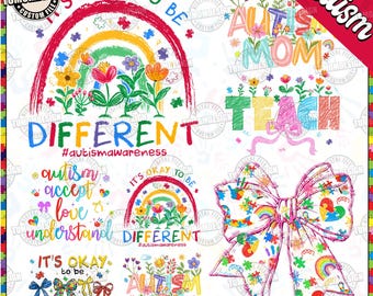 6 Crayon Retro Autism Awareness Png Bundle, Autism Png, Autism Month png, Autism Mom , Autism Shirt, Autism Awareness Png, Sublimation File