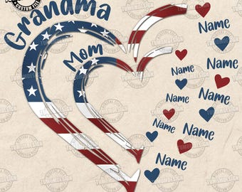 Mamma 4 luglio PNG, 4 luglio nonna mamma bambini cuore nel cuore PNG, disegni mamma con bambini, festa dell'indipendenza mamma Gigi, file di sublimazione