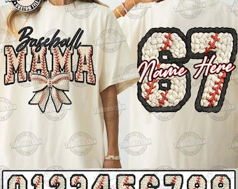 Faux Yarn Baseball Png, Custom Baseball Mom Png, Baseball Game Day Png, Custom Number Png, Baseball Mama Png, Sublimation File