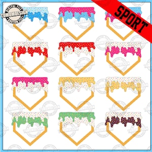12 Waffle Home Plate Png Bundle, Drip Baseball Plate Png, Baseball Ice Cream Drip Png, Drippy Baseball Icecream Drip Png, Sublimation File