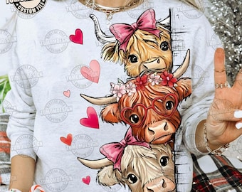 Funny Valentine Highland Cow Png, Valentine Coquette Png, Valentine's Day Png, Howdy Valentine Png, Love XOXO, Heart Png, Sublimation File