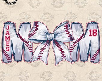 Baseball Mama Png, Custom Baseball Bow Png, Baseball Mom Shirt With Kids Name & Jersey Number Png,  Baseball Game Day, Sublimation File