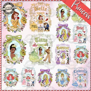 Princess Mirror Bow Png, Coquette Princesses Png Bundle, Cartoon Characters Png, Princess Squad Png, Cartoon Princess Png, Sublimation File