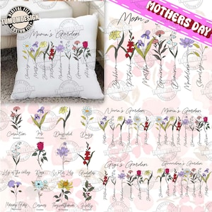 Personalize Floral Grandma Png Bundle, Grandma&#39;s Garden Png, Custom Birthflower Png, Love Grows Here Png, Custom Kids Name, Sublimation File