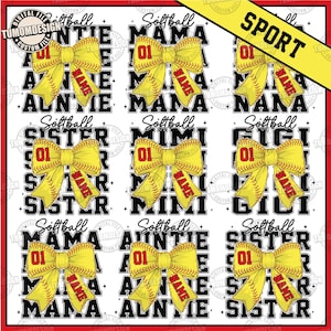 CUSTOM Softball Mom Png Bundle, Retro Softball Mama Coquette Png, Softball Mama , Softball Png, Game Day Softball Bow Png, Sublimation File