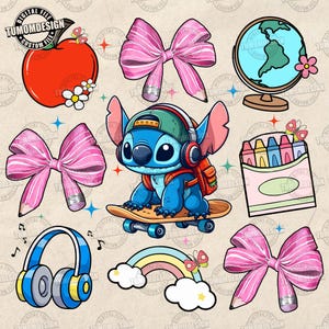 Coquette With Cartoon Png, Coquette Back To School Png, School Girl Design, First Day Of School Png, Coquette Bow Png, Sublimation File