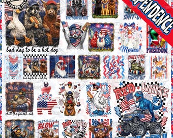 30 Independence Day Png Bundle, Patriotic Coquette Png, American Png, USA png, Loves Jesus and America Too, Red White Blue, Sublimation File