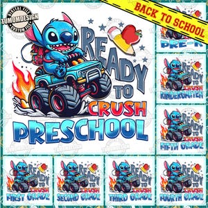 I’m Ready To Crush Kindergarten Cartoon Png Bundle, School Grade Png, Back To School Png, Cartoon First Day Of School Png, Sublimation File