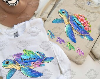 Sea Turtle Custom Mama Png, Fisherman Aesthetic Png, Beach Png, Turtle Png, Boho Floral Turtle Png, Retro Summer Vibes Png, Sublimation File