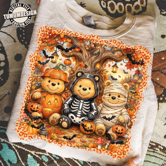 Retro Halloween Bear PNG, Halloween Ghost Png, Spooky Vibes Png, Trick Or Treat Png, Spooky Season Png, Halloween Shirt, Sublimation File