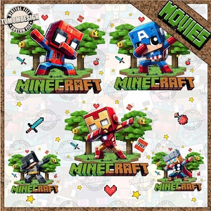 Bundle Pixel Gamer Shirt Png, Pixel Gamer Superhero Png, Superhero Cartoon Movie Png, Game Cartoon Png, Boy Birthday Shirt, Sublimation File