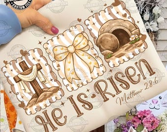 Er ist nicht hier, er ist aufgegangen png, Matthäus 28: 6, Risen png, Vintage Ostern, Kokette Ostern Bogen, Bibel Vers, Retro Ostern, Sublimationsdatei