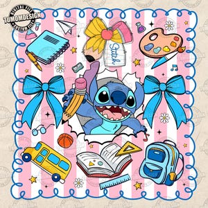 First Day Of School Cartoon Png, Blue Monster School Png, Gift For Kid School Png, Cartoon Back To School, Bruh We Back, Sublimation File