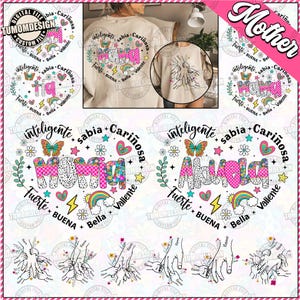 Bundle Personalized Madre Heart Png, Latina Mom Png, Mama Hands Kid Png, Happy Mother&#39;s Day Png, Floral Madre , Mama Png, Sublimation File