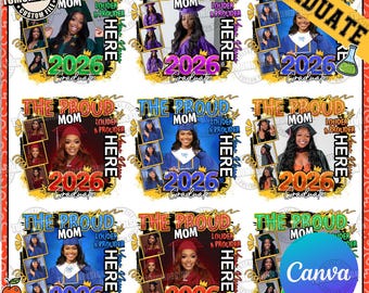 Proud Family Graduation Insert Photos Editable Canva Template, Graduation Senior Canva Editable Png, Proud Mom Graduate, Sublimation File