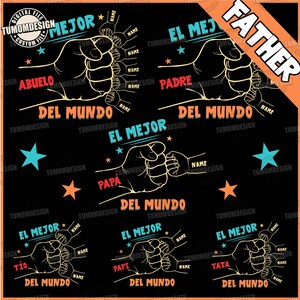 Personalized Toddler Kid El Mejor Papa Png, Del Mundo Fist Bump Bundle Png, Vintage Spanish Papá Png, Custom Father's Day , Sublimation File