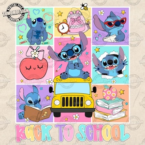 Happy First Day Of School Cartoon Png, Blue Monster School Png, Gift For Kid School, Cartoon Back To School, Bruh We BackSublimation File