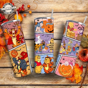 Bear Cartoon Halloween Dog Skinny Tumbler Png, Halloween Cartoon Wrap, Spooky Season 20oz Tumbler Png, Cartoon Halloween, Sublimation File