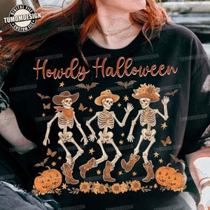 Halloween Skeleton PNG, Howdy Halloween Shirt PNG, Pumpkin Halloween PNG, Fall Western Png, Retro Western Halloween Png, Sublimation File