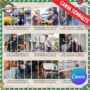 Bundle Jesus Gave Her, She Wouldn&#39;t Have It Any Other Way Canva Photo, A Police Officer, A Blue Collar Man, A Firefighter, Sublimation File