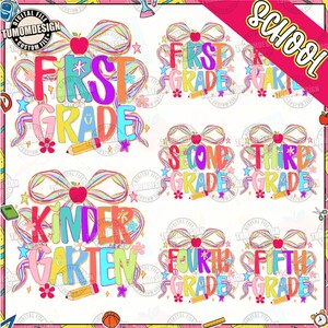 Preppy Back To School Png Bundle, All Grades Png, Girly Png, Preppy School Png, Coquette School Png, School First Day Png, Sublimation File