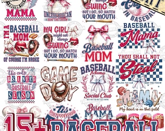 15+ Baseball Tis The Season Png, Game Day Png Bundle, Funny Baseball Mama Png, Baseball Lovers Shirt Design, Coquette Bow , Sublimation File