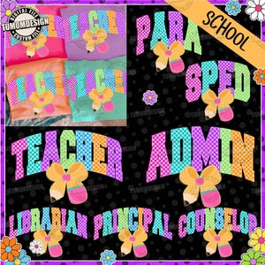School Occupation PNG Bundle, Back to School Teacher Sped Para Counselor, Preppy First Day of School Bright Neon Girly Png, Sublimation File