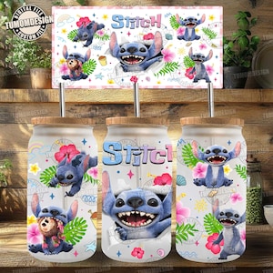 Blue Cartoon Glass Can Wrap, 16 oz Tumbler Wrap Png, Blue Monster Character 16oz Glass Can Wrap, Cartoon 16 oz Glass Can, Sublimation File