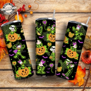 Halloween Cartoon 20oz Tumbler Wrap Design, Cartoon Mouse Halloween Skinny Tumbler, Spooky Season 20oz Tumbler Design png, Sublimation File